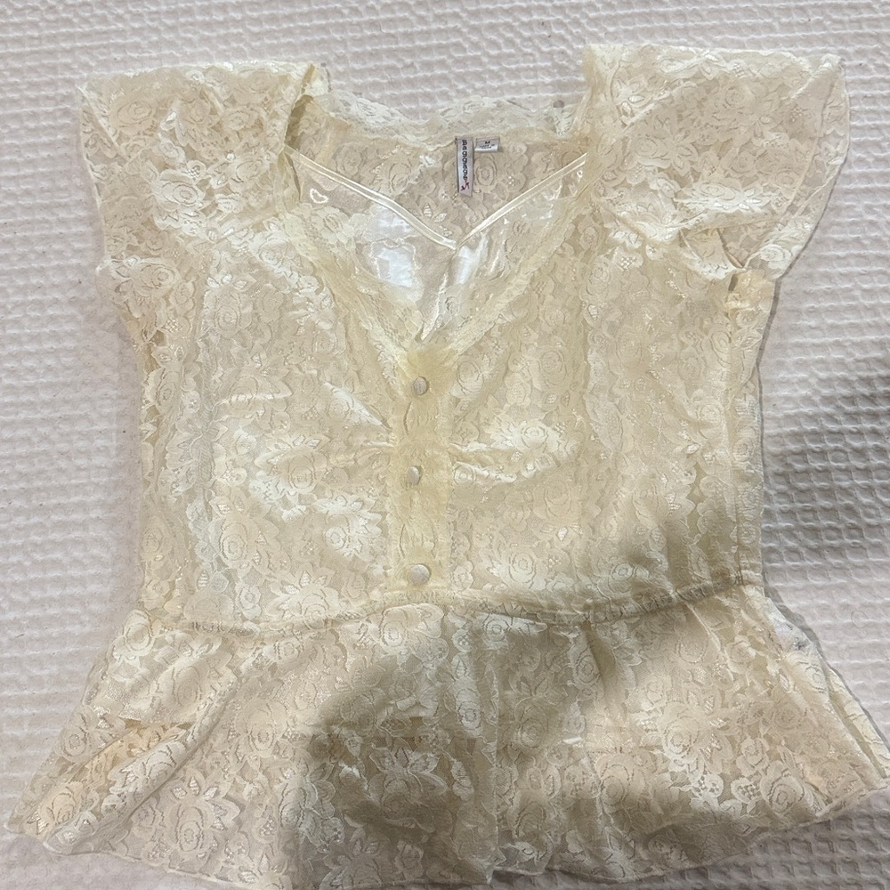 Lace Button-Up Blouse